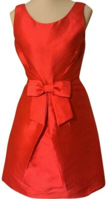 red silk cocktail dress