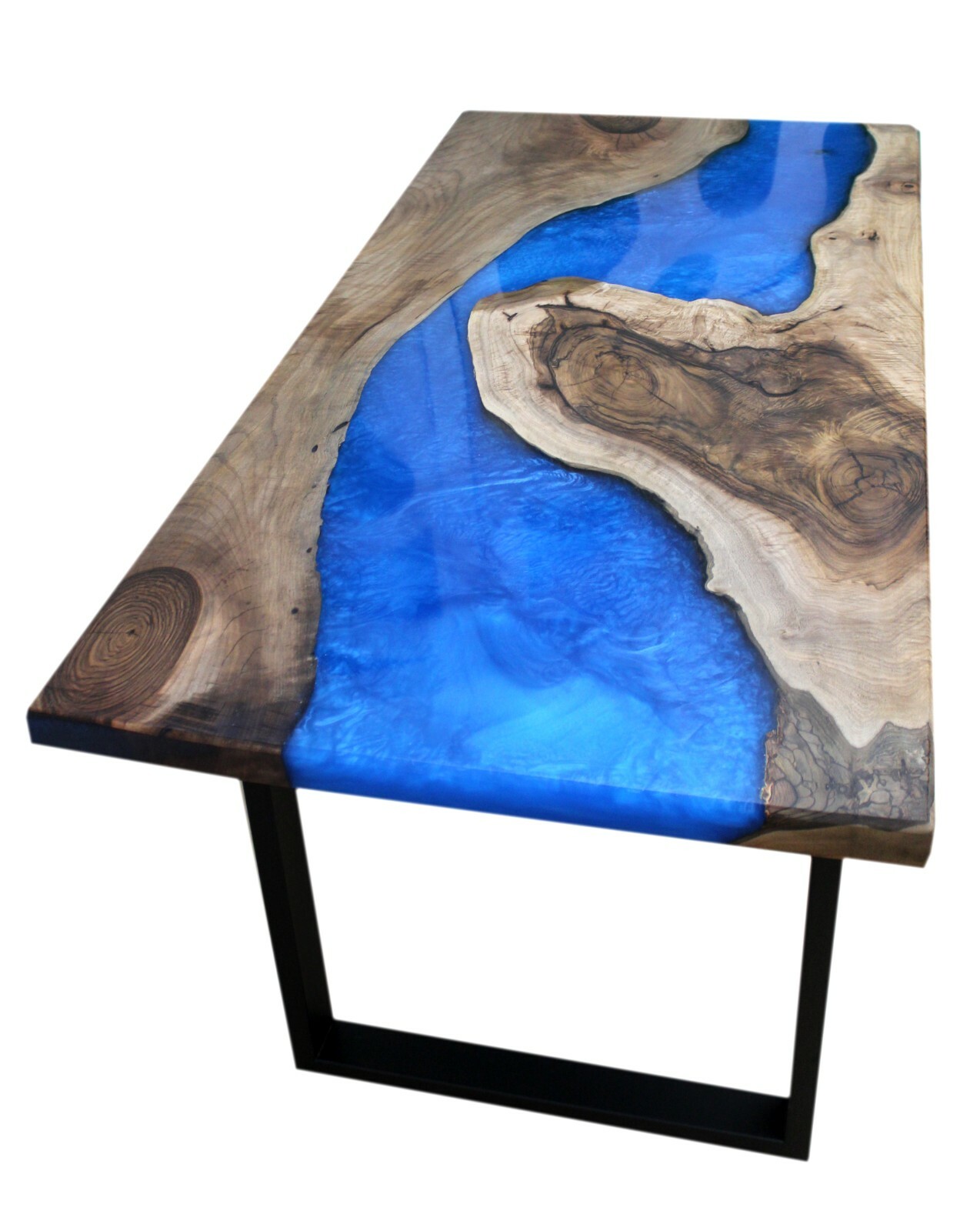 Blue Resin Coffee Table Acacia Wood Dining Counter Desk Indoor Outdoor Interior
