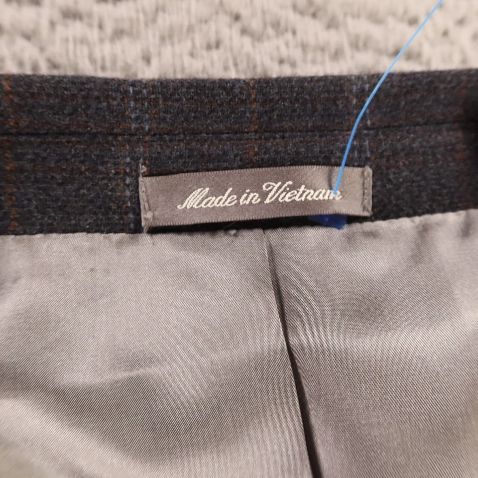 Chaqueta de Tweed XL Azul Marrón Cuadros Ventana 100% Lana Blazer Abrigo Deportivo 46R De Colección Foto 3 de 4