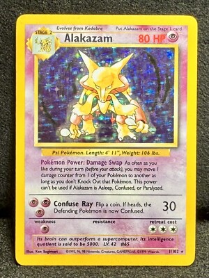 🔥Alakazam BASE SET (Unlimited) 1/102 “Holo Rare” MASTERPIECE