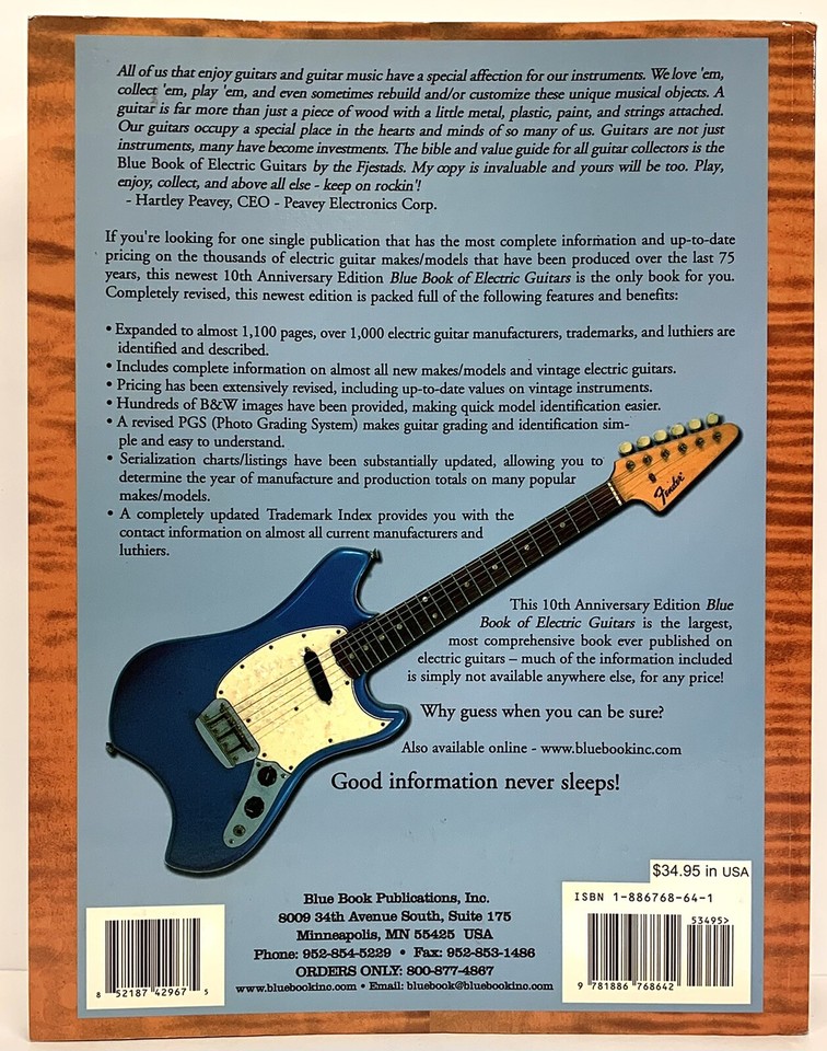BLUE BOOK OF ELECTRIC GUITARS 10TH ANNIVERSARY EDITION Zachary Fjestad