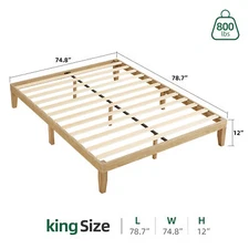 Marcytop King Size Bed Frame Wood Platform Bed Frame 12Inch No Box Spring Needed