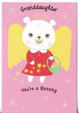 NEW Hallmark CHRISTMAS CARD approx 5.5x8" GRANDDAUGHTER You're a Blessing Angel