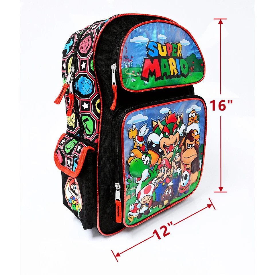 Nintendo Super Mario 16" Large School Backpack with Lunch Bag, Mario Book Bag - Image 2 of 4