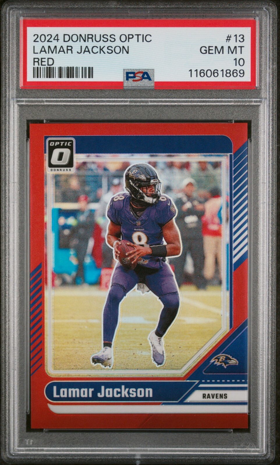 Lamar Jackson 2024 Optic Red 81/125 PSA 10 #13