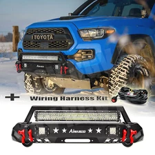 YEEGO Stubby Front Bumper w/ LED Light Bar For Toyota Tacoma 3rd Gen 2016-2022