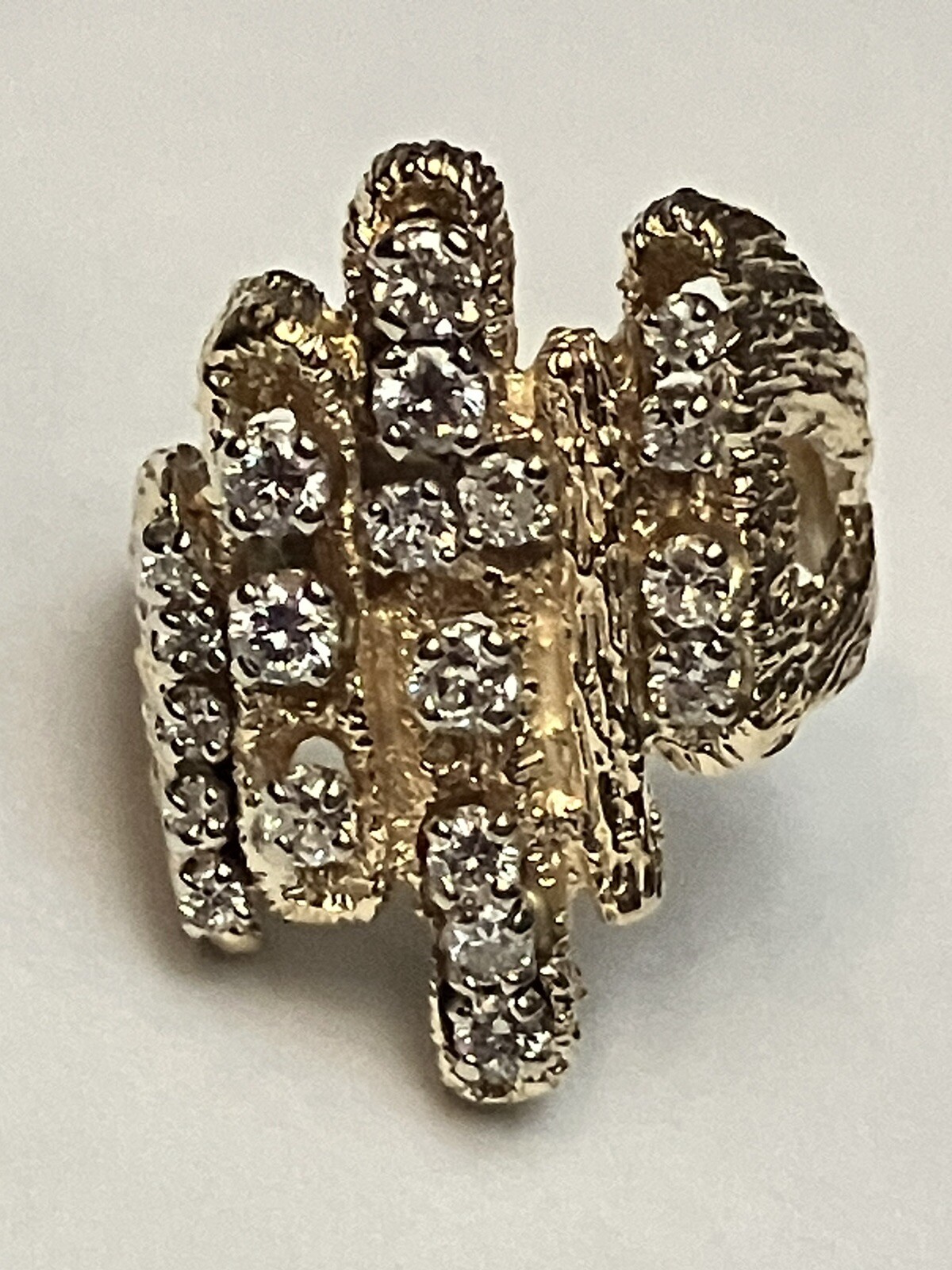 Custom Dinner Rings 14KTT Gold CUSTOM MADE DIAMOND COCKTAIL CLUSTER DINNER RING, SIZE 7 | eBay