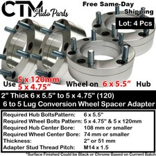 4x 2 6x5.56x139.7 To 5x4.755x120 Conversion Wheel Adapter Spacer 12x1.5 Car