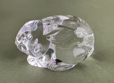 Steuben Signed Rabbit Crystal Figurine Hand Cooler Paperweight 2 3/4''L