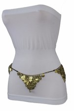 Women Vintage Gold Metal Chain Coin Charm Fashion Belt Ethnic Moroccan XS S M