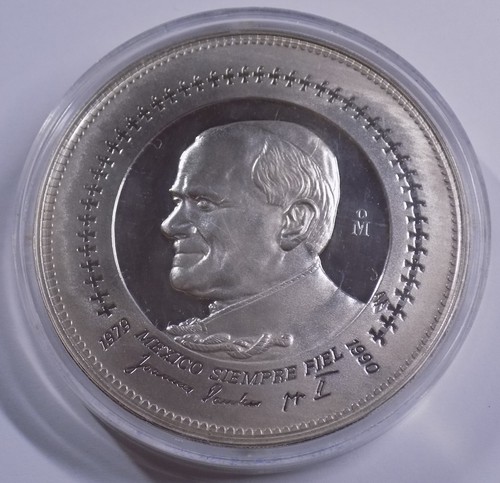 1990-Mo Mexico Antigua Basilica De Guadalupe 5 troy oz .999 fine silver medal