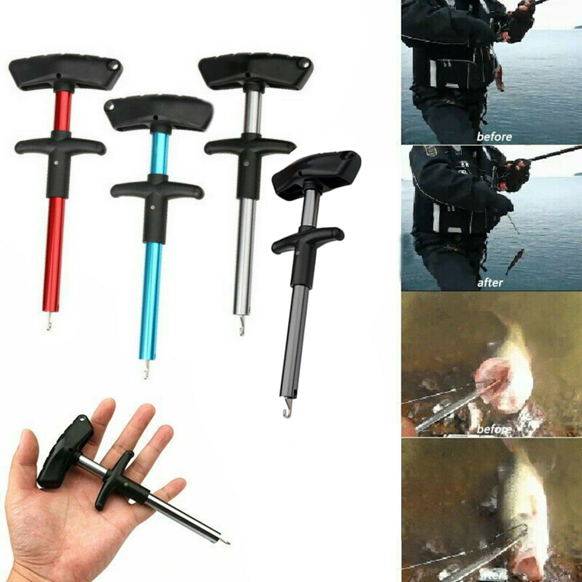 best rated fish hook removal tool 6 Pack Durable Hookout, De-Hooker, 10" Remover quality hook remover is a must Yak Dehookr tool for small
