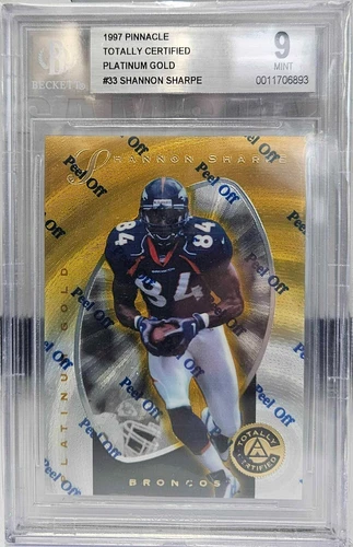1997 Pinnacle Totally Certified Platinum Gold Shannon Sharpe 13/30 BGS 9 Broncos