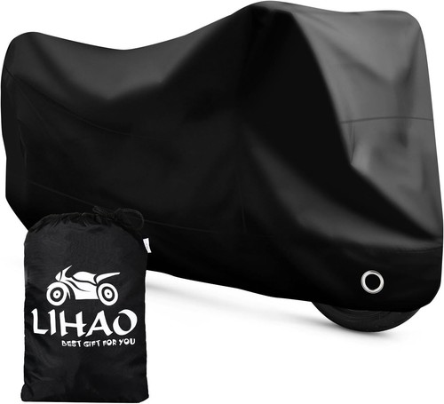 Waterproof Motorcycle Cover, All-Weather UV Protector with Lock-Hole & Bag