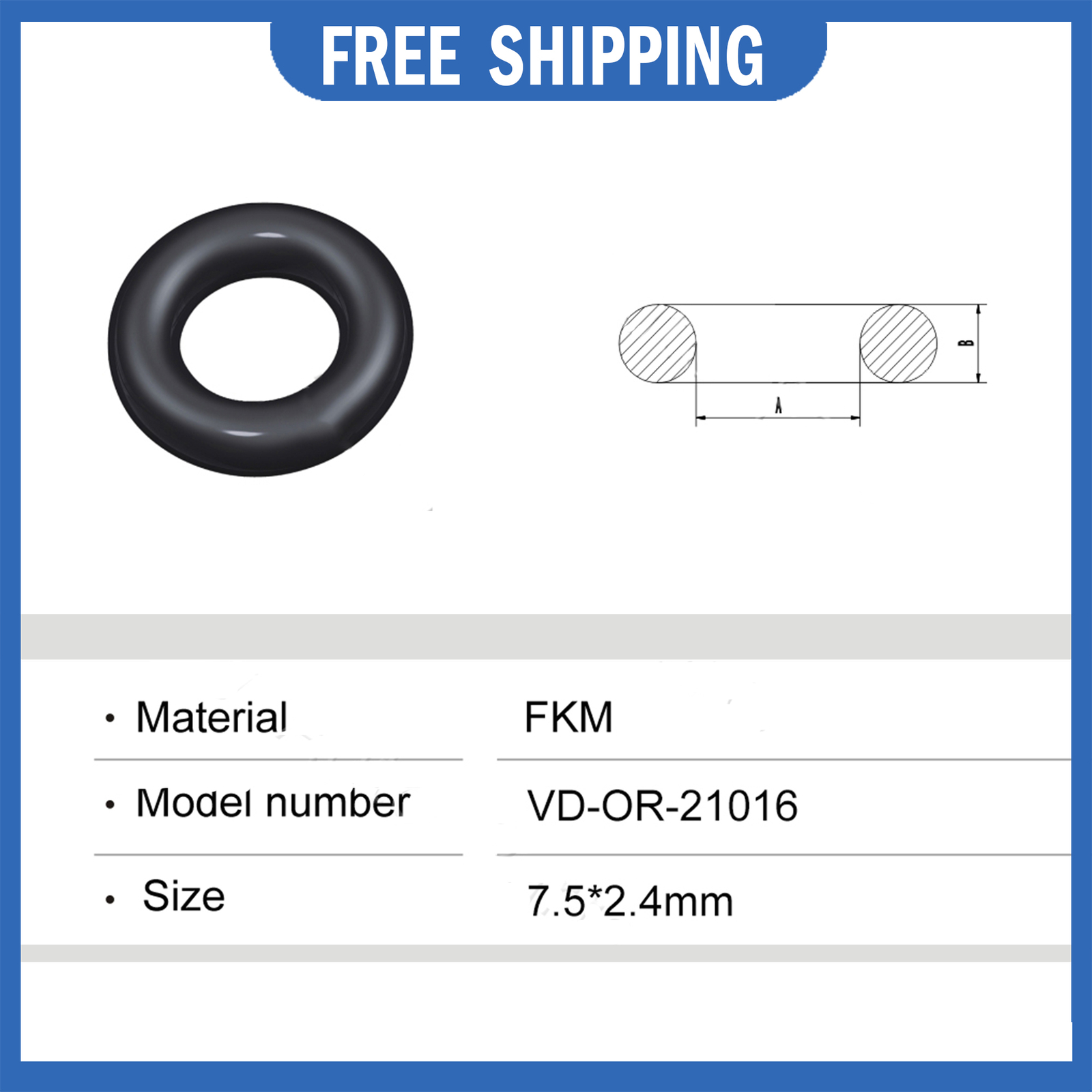 500 pcs Rubber Seals O-Ring Fuel Injector Repair 7.5*2.4mm