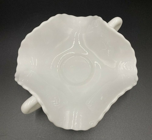 FENTON Vintage Hobnail Milk Glass Double Handled Bon Bon Dish Bowl 7"w - Picture 8 of 12