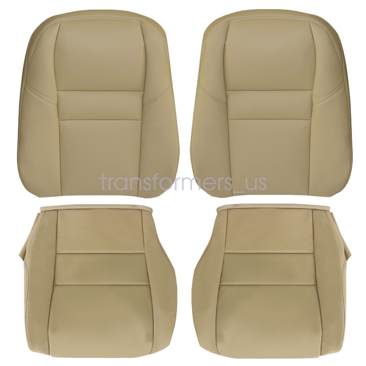 For 2007 2008 Honda CRV Driver Passenger Bottom Top Leather Seat Cover  Tan