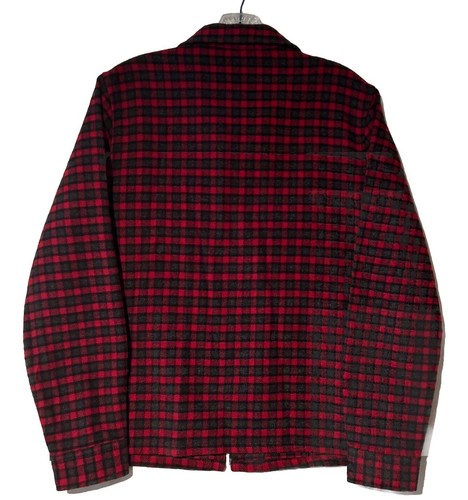 Vintage Old Navy Acrylic Wool Flannel Zip Up Shirt Jacket Women Medium Red Plaid - Picture 5 of 8