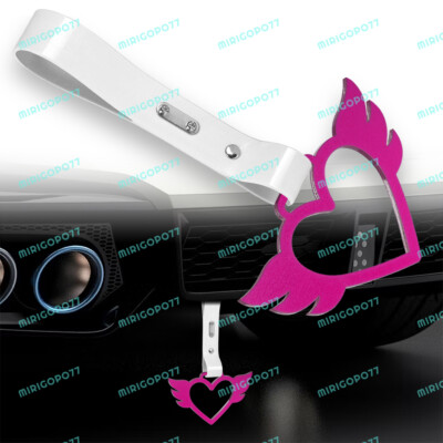 Car Accessory JDM Flying Heart TSURIKAWA Purple Ring White PVC