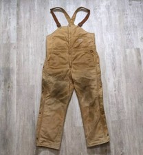 Vintage Walls Blizzard Pruf Men's Bib Overalls Brown Large Regular Made USA