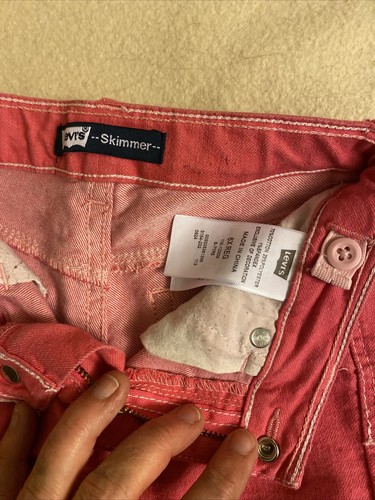 LEVI'S Girls Pink Cotton Stretch Skimmer Crop Jeans Capri Pants Shorts Sz 6X Reg - Picture 7 of 8