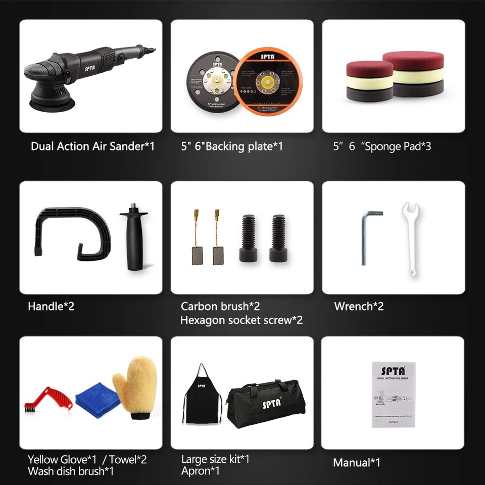 SPTA 125mm 780W Car Polisher Dual Action Orbital Polishing Buffer Waxer Machine - image 2 of 4