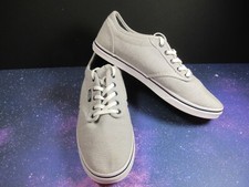 Vans Size U.S. 7 Atwood Canvas Women's Grey Navy Pinstripe Accent Off the Wall