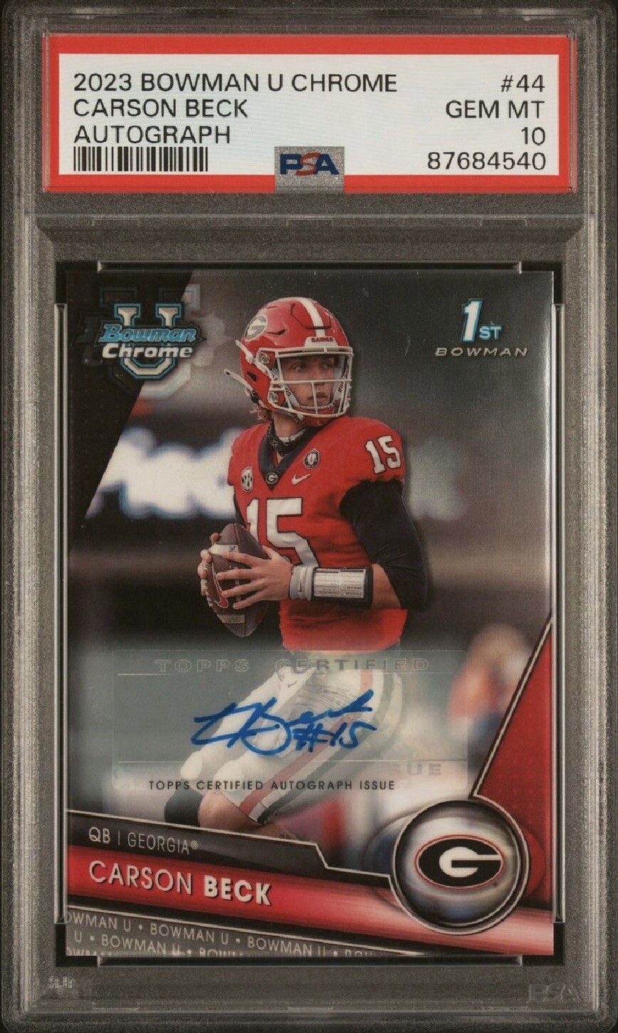 Carson Beck Autographed Signed Georgia Bulldogs 2023 Bowman U Chrome 1st Bowman Chrome PSA 10 
