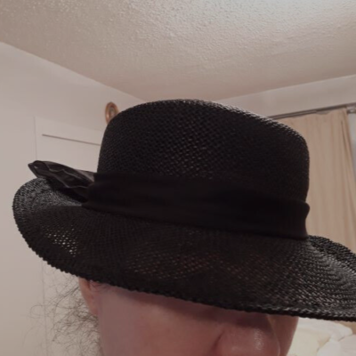 WOMEN BLACK SUMMER HAT ELEGANT WITH BOW VINTAGE | eBay display picture 1
