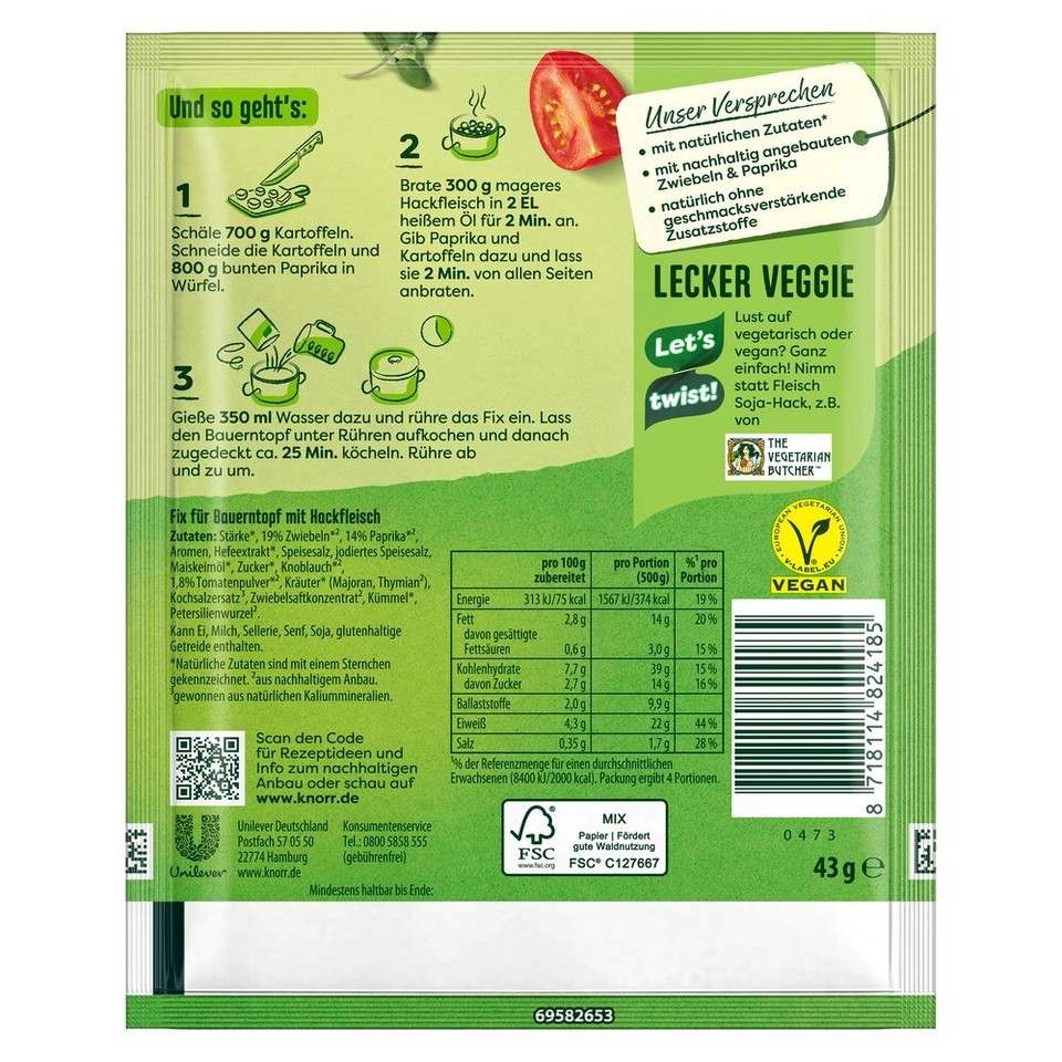 Knorr Fix Bauerntopf mit Hackfleisch 43 g Beutel | eBay.de