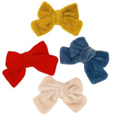 4pcs/set hair bows faux fur sweatshirt clip fork women accessories