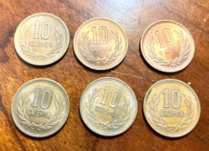 1980,1981*2,1983-2,1989 Japan 10 Yen Coins, Lot of 6, C248