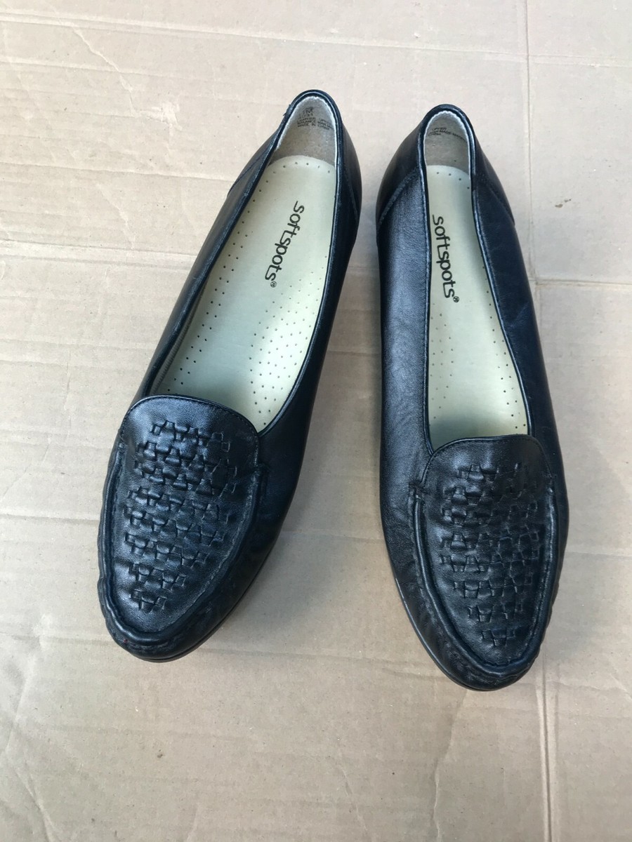 Women's SOFTSPOTS CONSTANCE Leather Moc Loafer Slip-on Black Sz