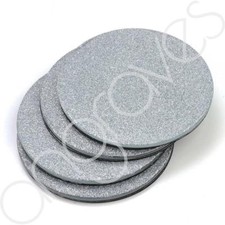 Glimmer Silver Round Frosted Shimmer Finish Glass Coaster Set of 4 Mat Home Deco
