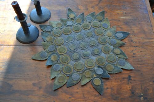 PRIMITIVE WOOL APPLIQUE PENNY RUG PATTERN TRADITIONAL EARLY PENNY RUG *NEW* - Picture 1 of 1