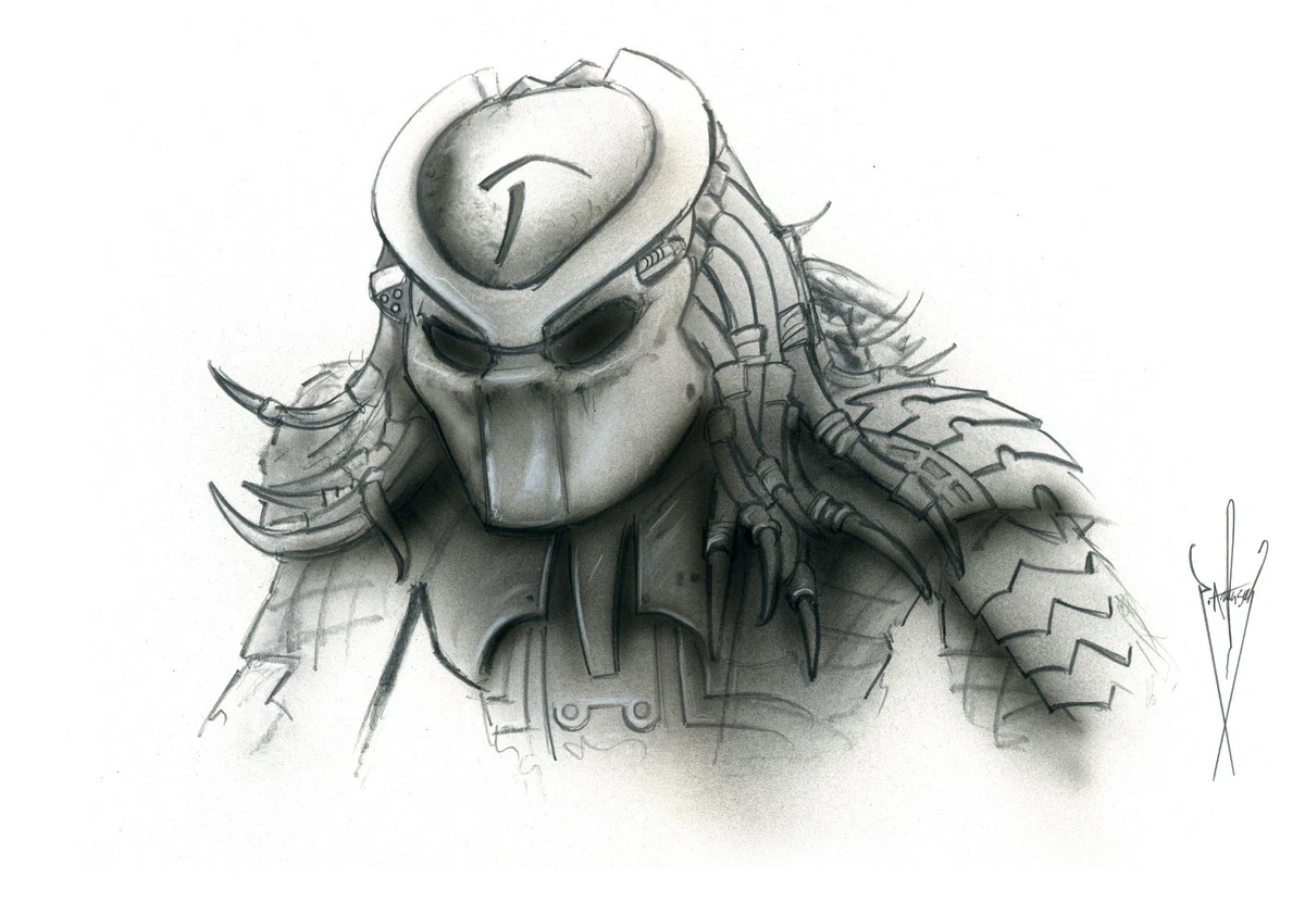 PREDATOR Disegno Originale su Carta 12x18 -- Firmato -- alieni/artwork/dvd/blu | eBay