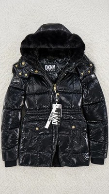 DKNY Jeans schwarze gefütterte Jacke Alter 14 brandneu mit Etikett
