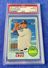 Nelson Cruz 2017 Topps Heritage #274 Blue Border PSA 10 MLB Gem Mint! POP 1 ⚾