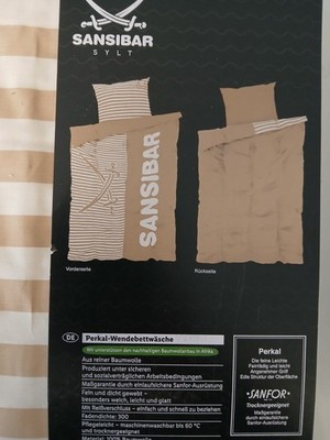 Sansibar Bettwäsche Bettbezug Garnitur Satin 155 x 220 cm Baumwolle Beige