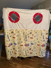 Laura Ashley Nautical Seaside Shower Curtain 72” x 59” Beach Yellow Cotton Vtg