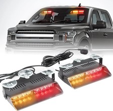 2 In 1 Led Emergency Strobe Light Bar 2x7.5 Inch Amber Red Hazard Warning Lamp