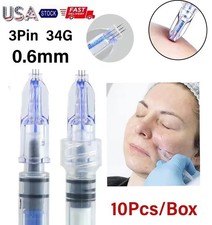 10Pcs Crystal 3Pin 34G Nanosoft Microneedle Cartridge For Anti Aging Around Eyes