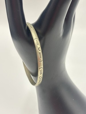 Vtg Sterling Silver Bangle 925 Bracelet Patina Native American Fish Moon