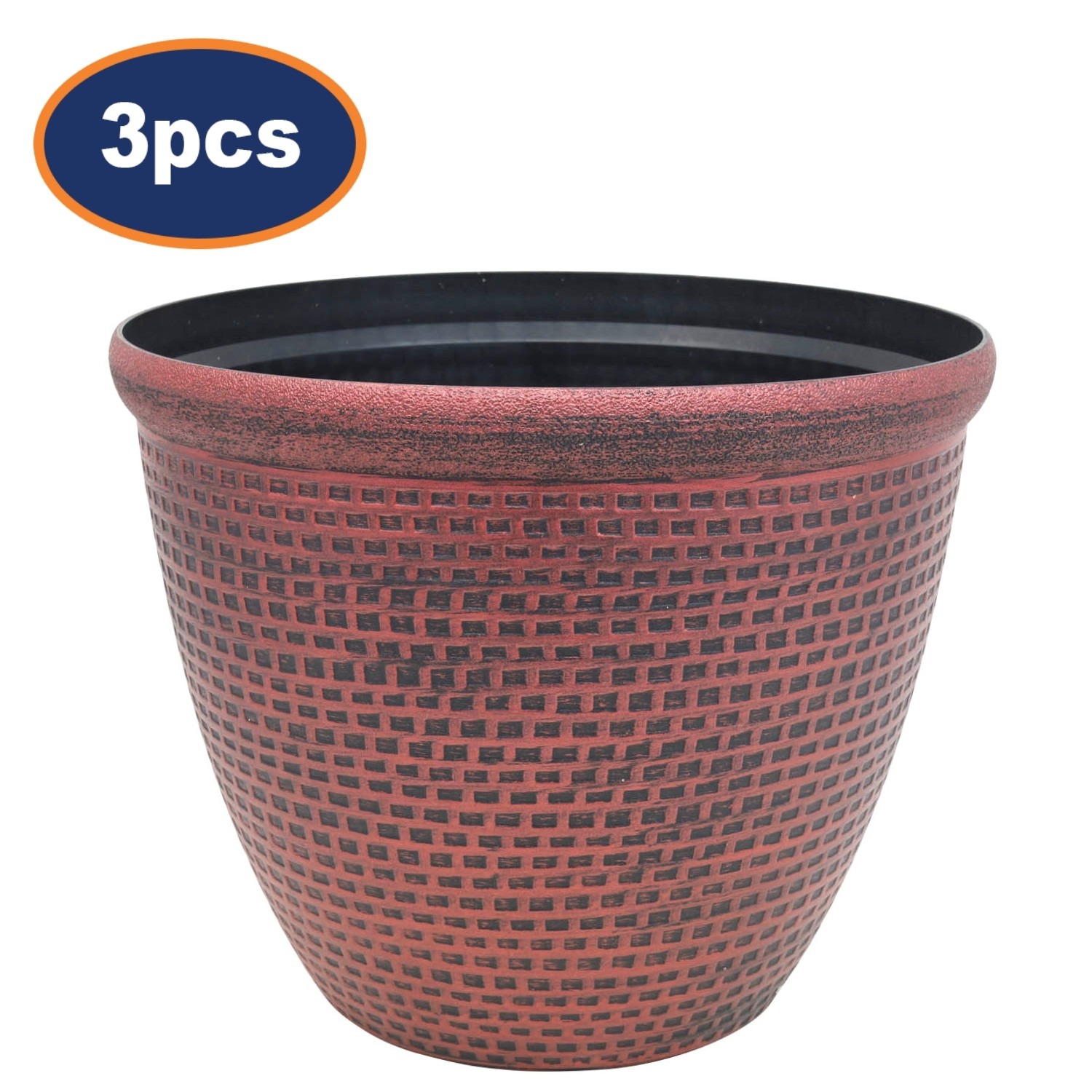 Pot Cromarty Planter Antique Copper Plastic Plant Flower Garden Patio 25cm 3Pcs