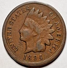 1894 Indian Head Cent Penny, VG Details