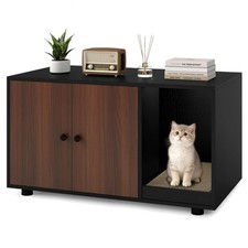 35.5'' Modern Cat Litter Box Enclosure with Hidden Storage  Scratching Board