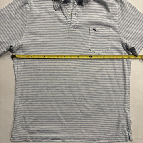 Vineyard Vines Boy’s Large Pima Cotton Polo Shirt Light Blue White Stripes - Picture 6 of 10