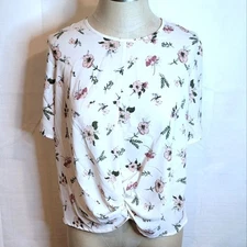 Sienna Sky Floral Top Front Knot Zippered Back Size Small
