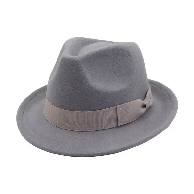 Sombrero Fedora Gris Ala Ancha Clásico De Colección Gángster Iglesia Elegante Trilby Unisex