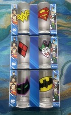 Lot of 3 DC Comics 2-Pack Pint Glass Sets Batman Superman Wonder Woman Joker